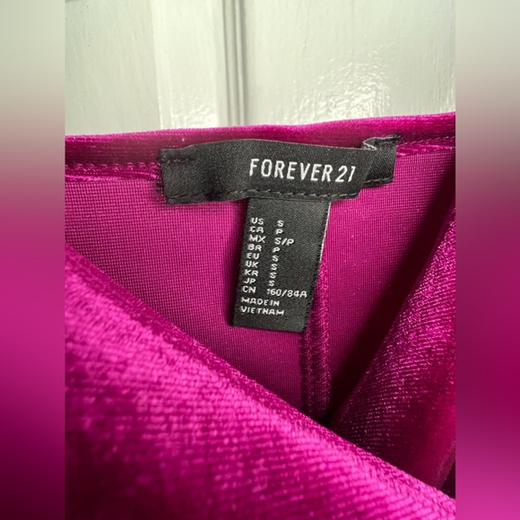Forever 21 Asymmetrical bodycon dress. Magenta velvet fabric. - Picture 2 of 6
